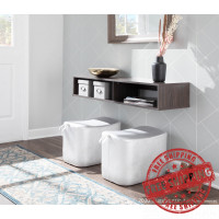 Lumisource OT-MAY SV May Contemporary Ottoman in Silver Faux Leather
